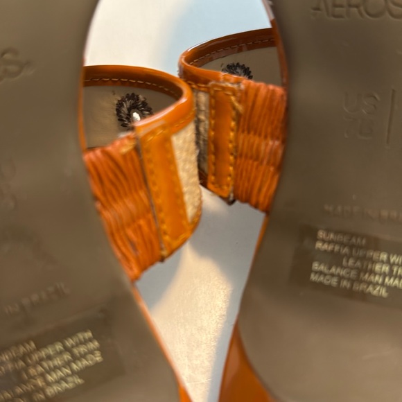 Aerosoles 2” Kitten Heel Slides, size 7M, “Sunbeam” Orange Combo, like new - Picture 11 of 15